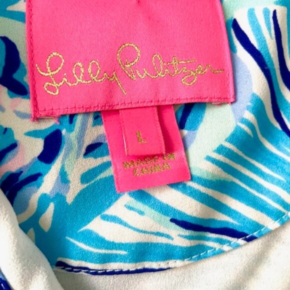 Lilly Pulitzer Blue Ocean Winona Swing Dress Size Large - Picture 9 of 9